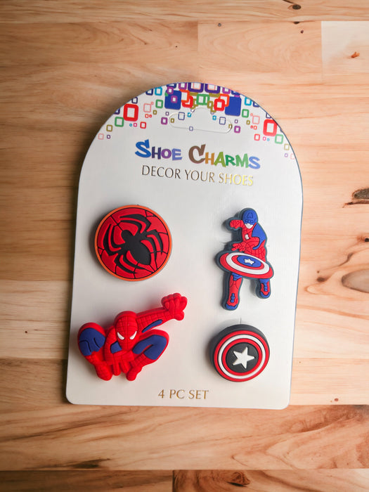 Shoes Charms for Crocs Spider Man & Captain America 4 Pcs