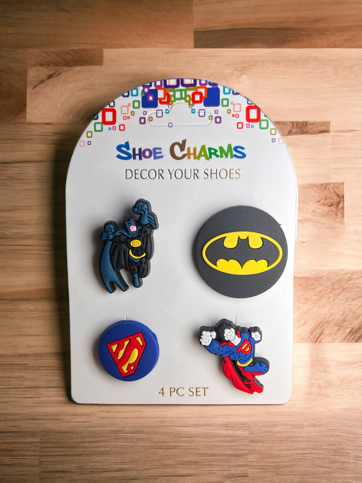 Shoes Charms for Crocs Batman & Super Man 4 Pcs