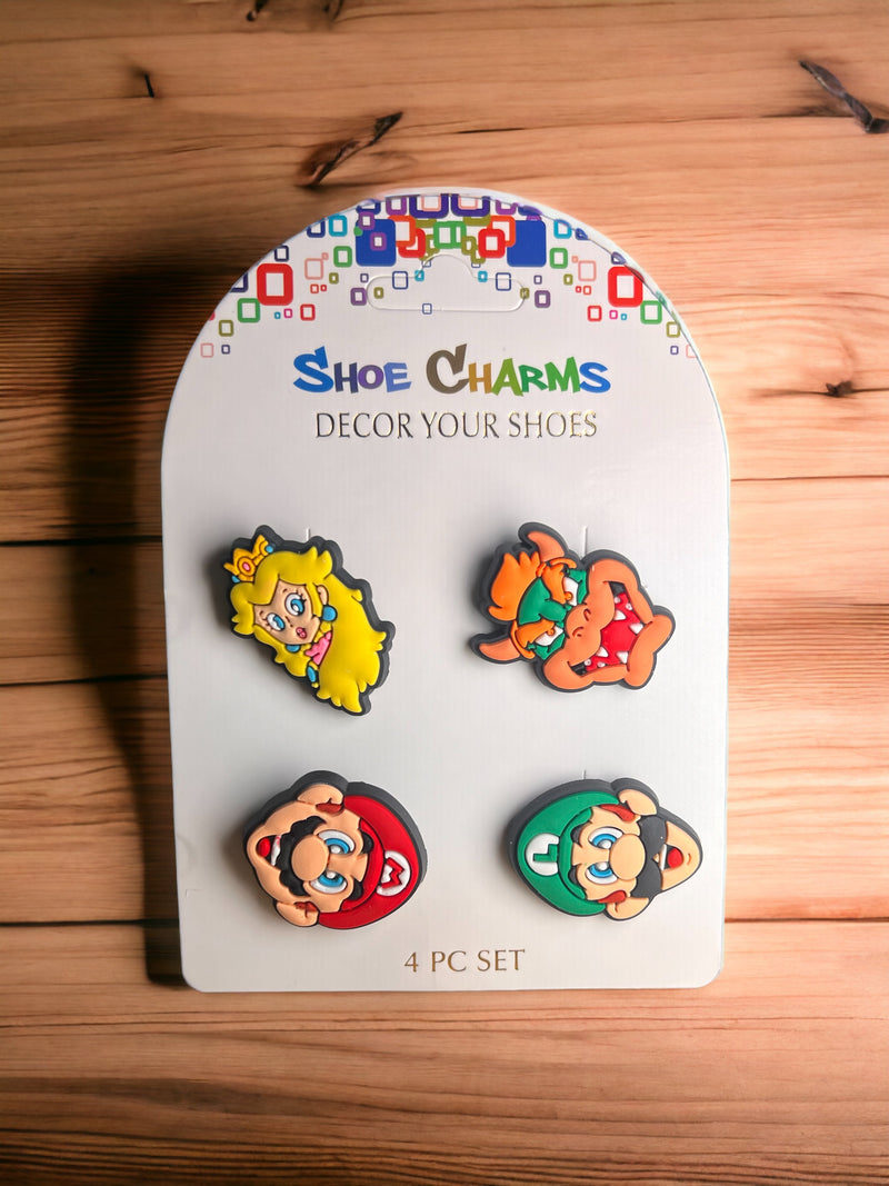 Shoes Charms for Crocs Mario Bros 4 Pcs