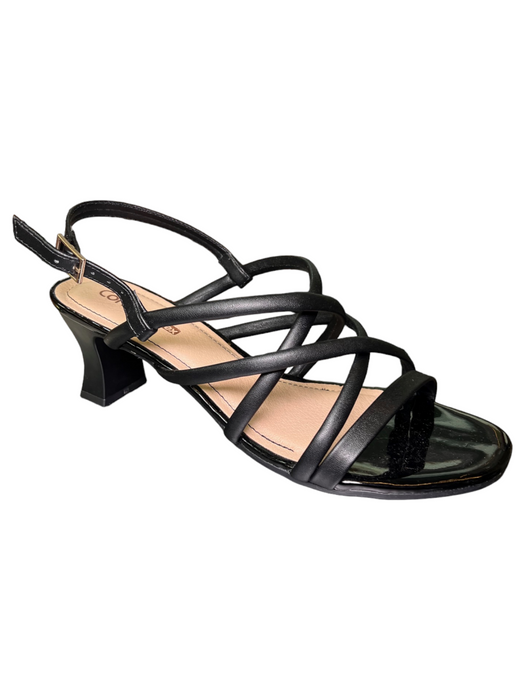 Comfort Flex Ladies Comfort Intersecting-Straps Buckle Open Block-Heel Shoes (Only Size 38/7)