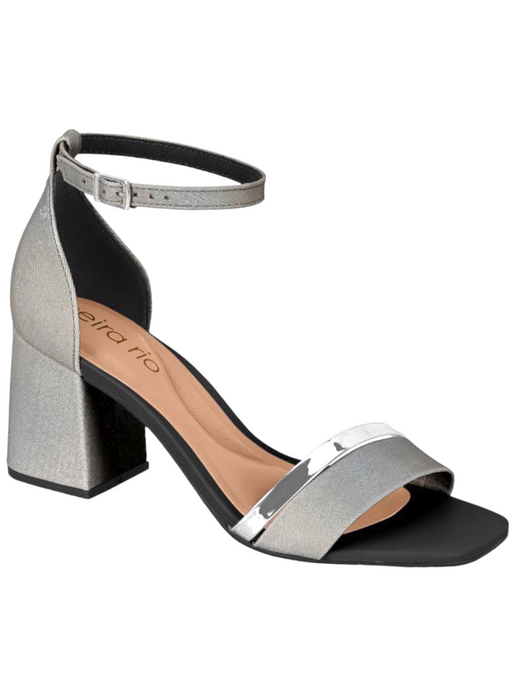 Beira Rio Ladies Comfort Shiny-Strap Ankle-Buckle Open-Toe Closed-Block-Heel Shoes