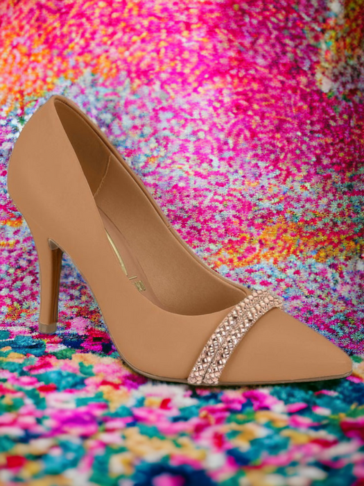 Vizzano Ladies Comfort Shiny-Strap-Decor High Heel Shoes