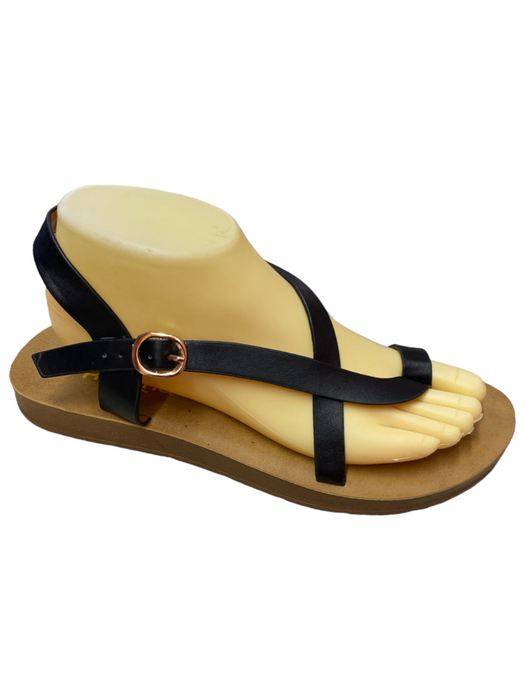 Ladies Thick-Sole Cross-Strap Push-Toe Minimalist Sandals