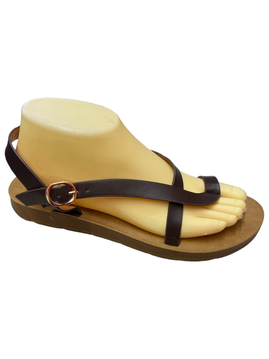 Ladies Thick-Sole Cross-Strap Push-Toe Minimalist Sandals