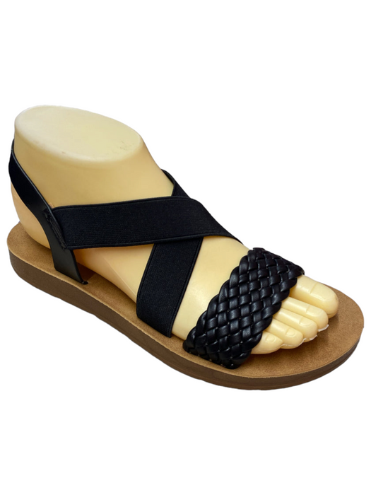 Ladies Thick-Sole Cross-Strap Textured-Pattern Sandals