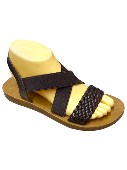 Ladies Thick-Sole Cross-Strap Textured-Pattern Sandals