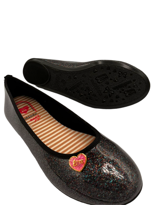 Molekinha Girls Comfort Glittery Glossy Heart-Decor Whole Shoes (35/3.5)