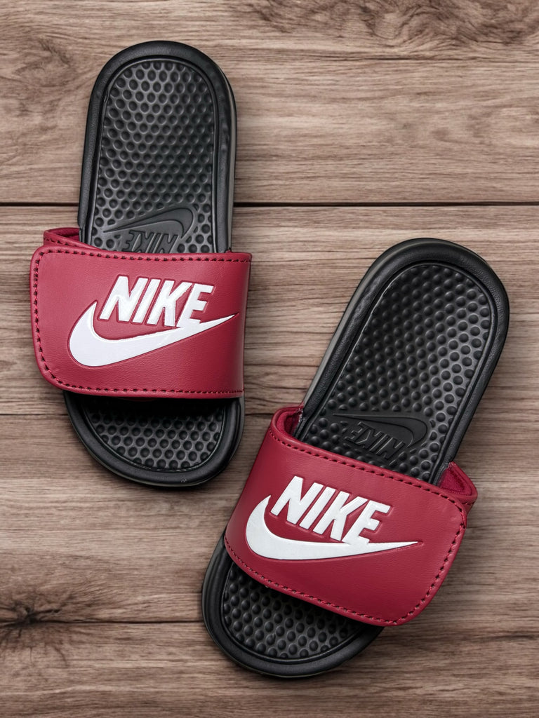 maroon nike slides