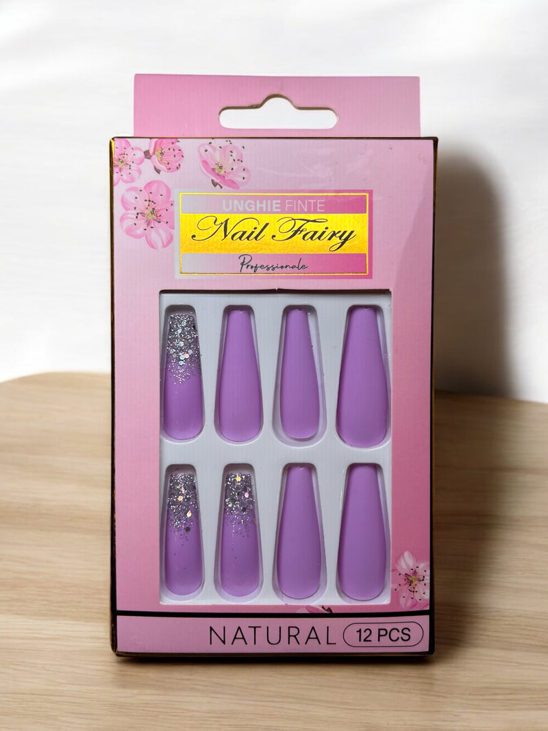 Nail Fairy Natural Glitter Press-On Nails - 12 Piece Set