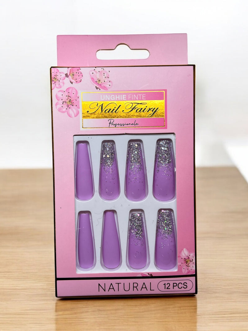 Nail Fairy Natural Glitter Press-On Nails - 12 Piece Set