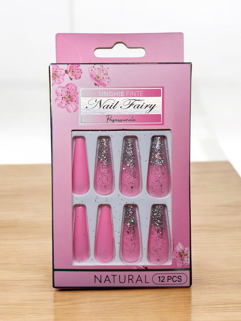 Nail Fairy Natural Glitter Press-On Nails - 12 Piece Set