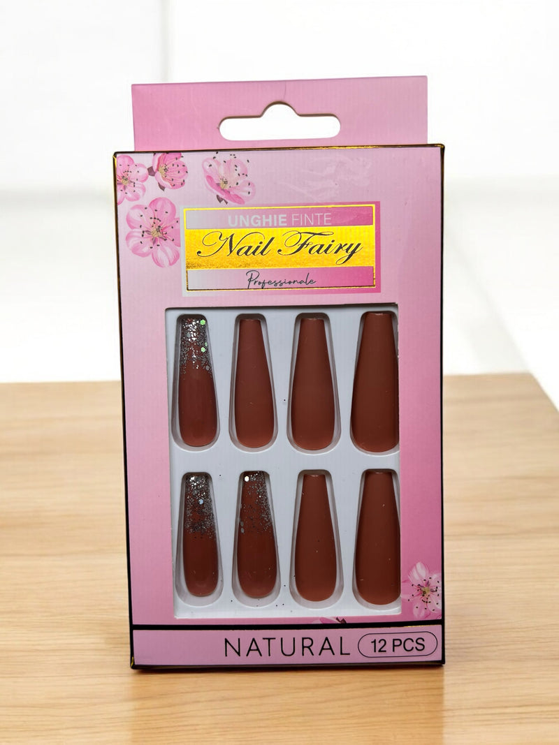Nail Fairy Natural Glitter Press-On Nails - 12 Piece Set