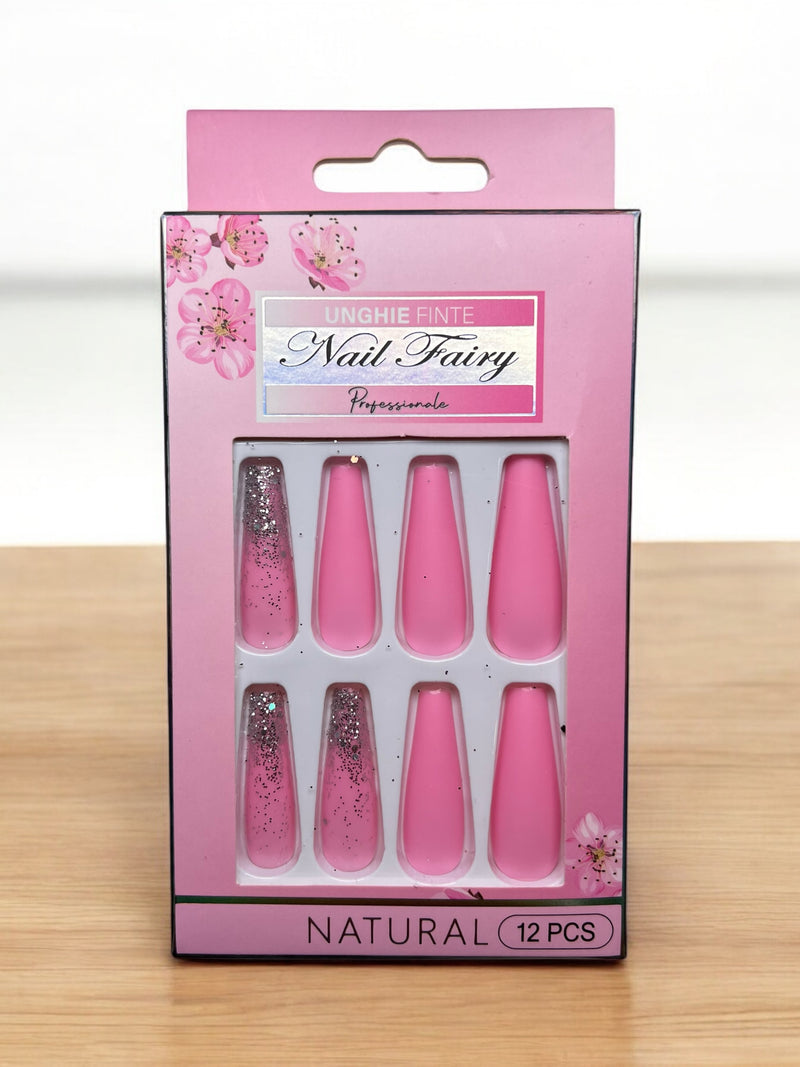 Nail Fairy Natural Glitter Press-On Nails - 12 Piece Set