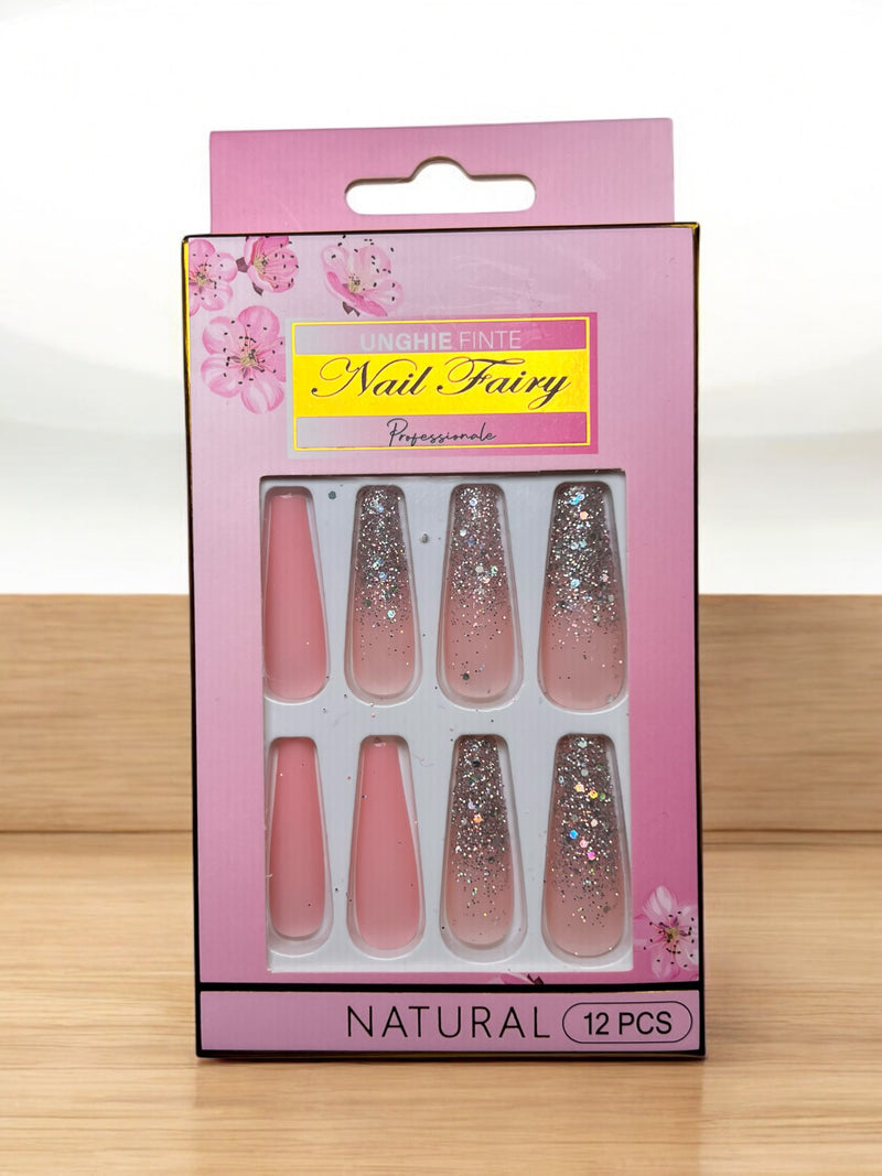 Nail Fairy Natural Glitter Press-On Nails - 12 Piece Set