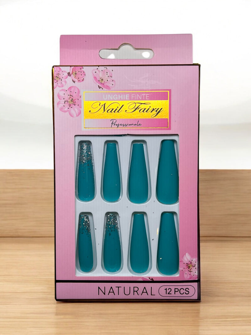 Nail Fairy Natural Glitter Press-On Nails - 12 Piece Set