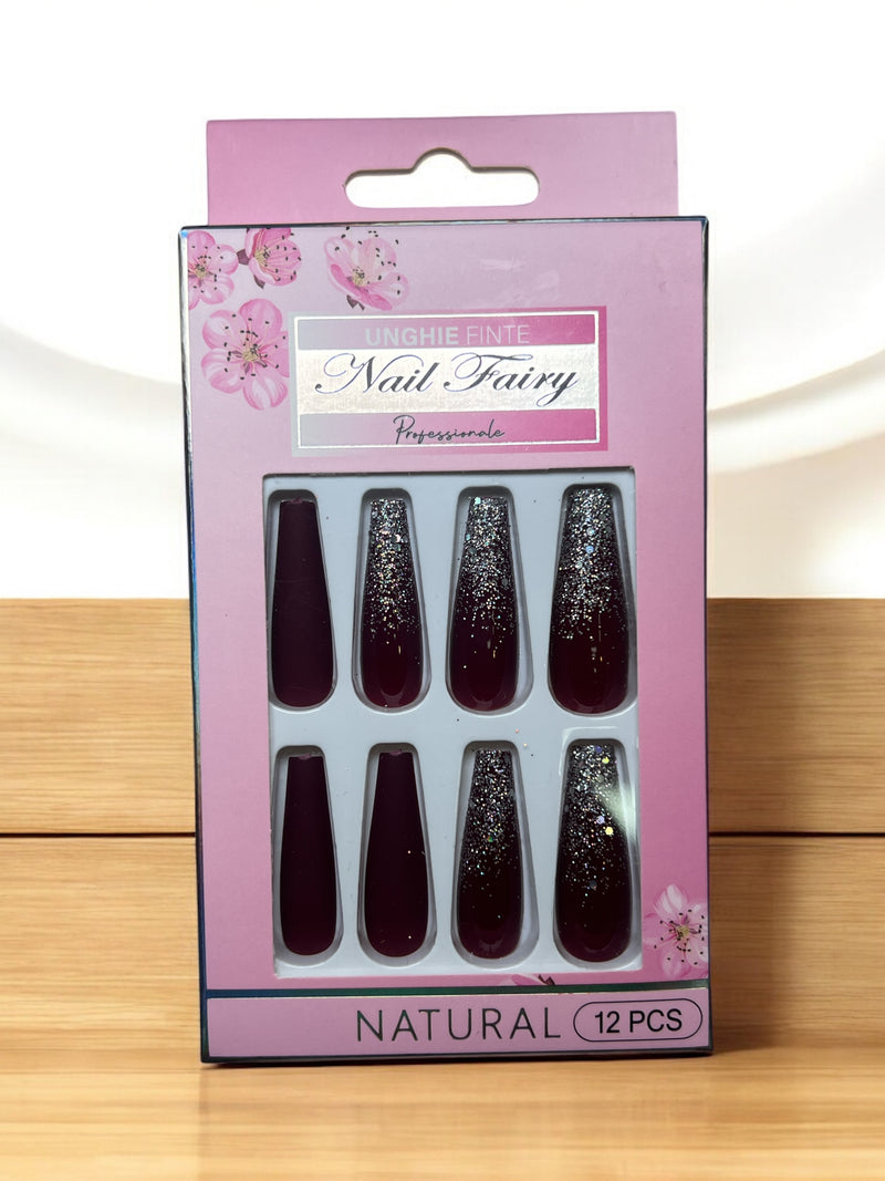 Nail Fairy Natural Glitter Press-On Nails - 12 Piece Set