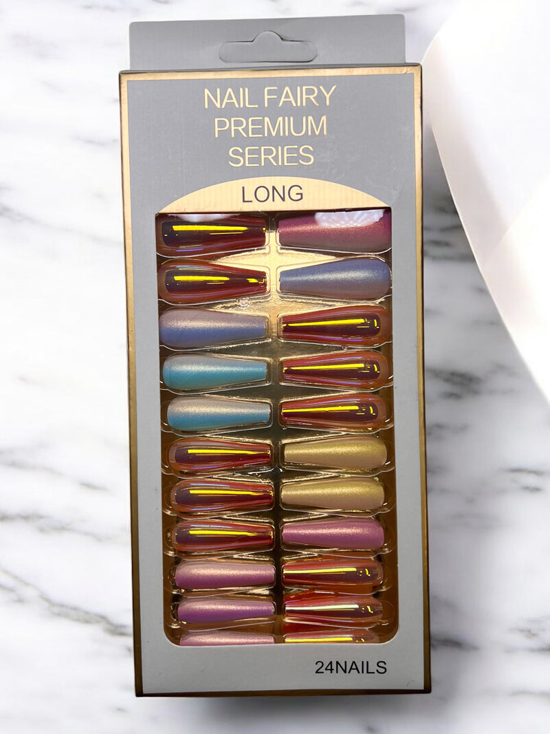 Nail Fairy Premium Series Long Iridescent Press-On Nails - 24 Piece Set