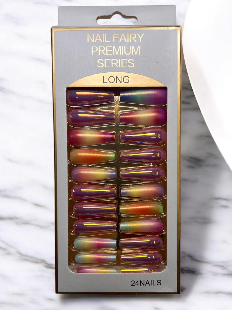 Nail Fairy Premium Series Long Iridescent Press-On Nails - 24 Piece Set
