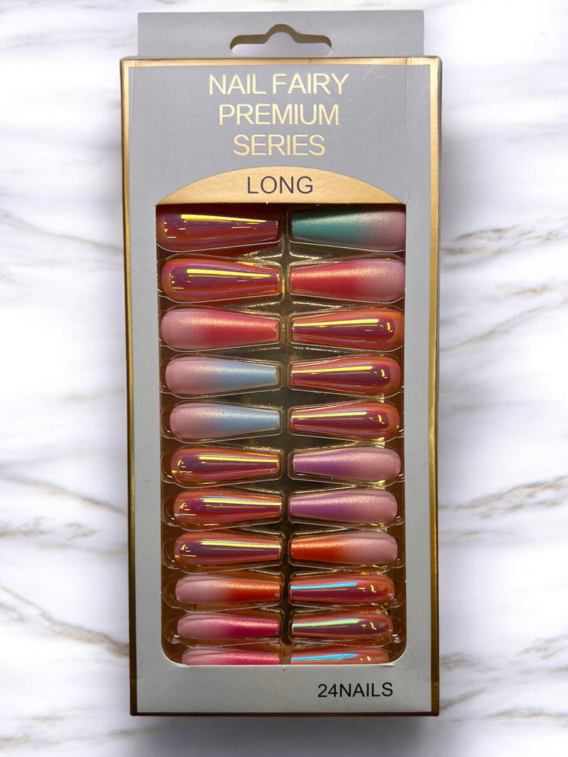 Nail Fairy Premium Series Long Iridescent Press-On Nails - 24 Piece Set