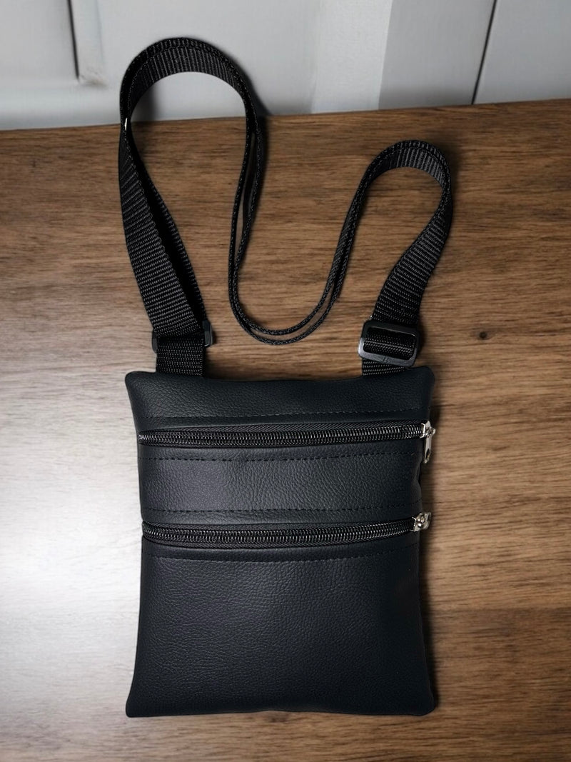 Black Small Multi-Pocket Crossbody Bag – Compact & Lightweight with Adjustable Strap