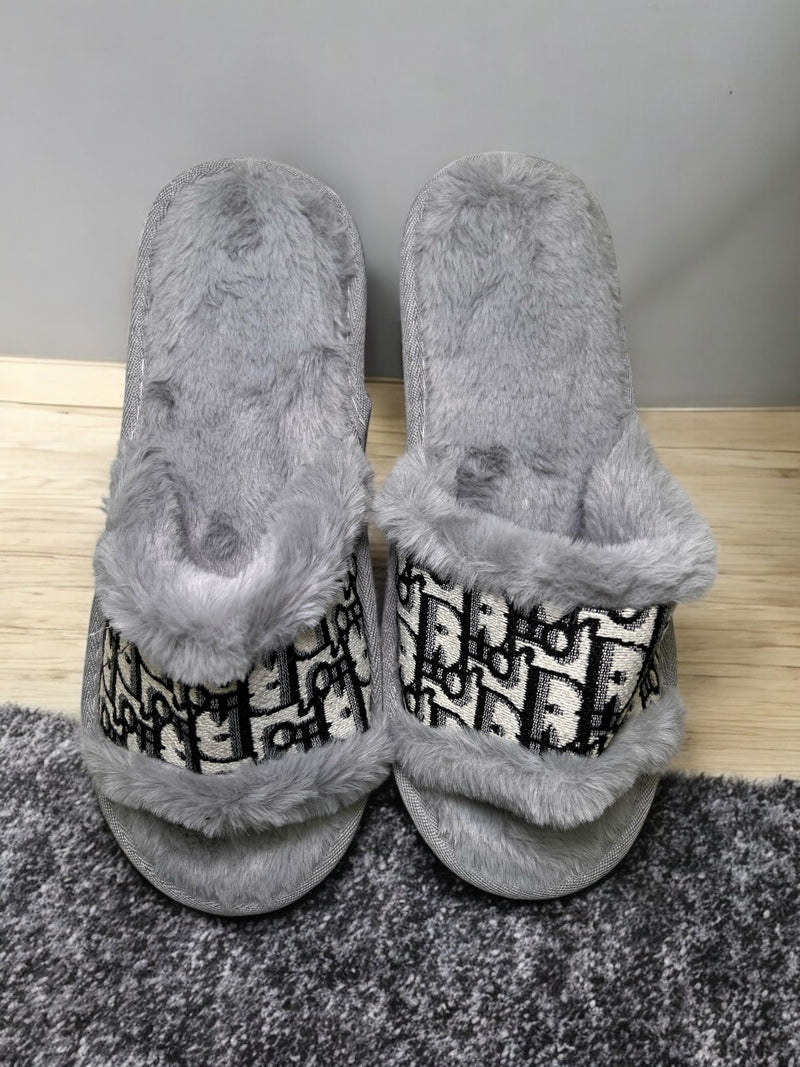 Monogram Luxe Fuzzy Bedroom Slides