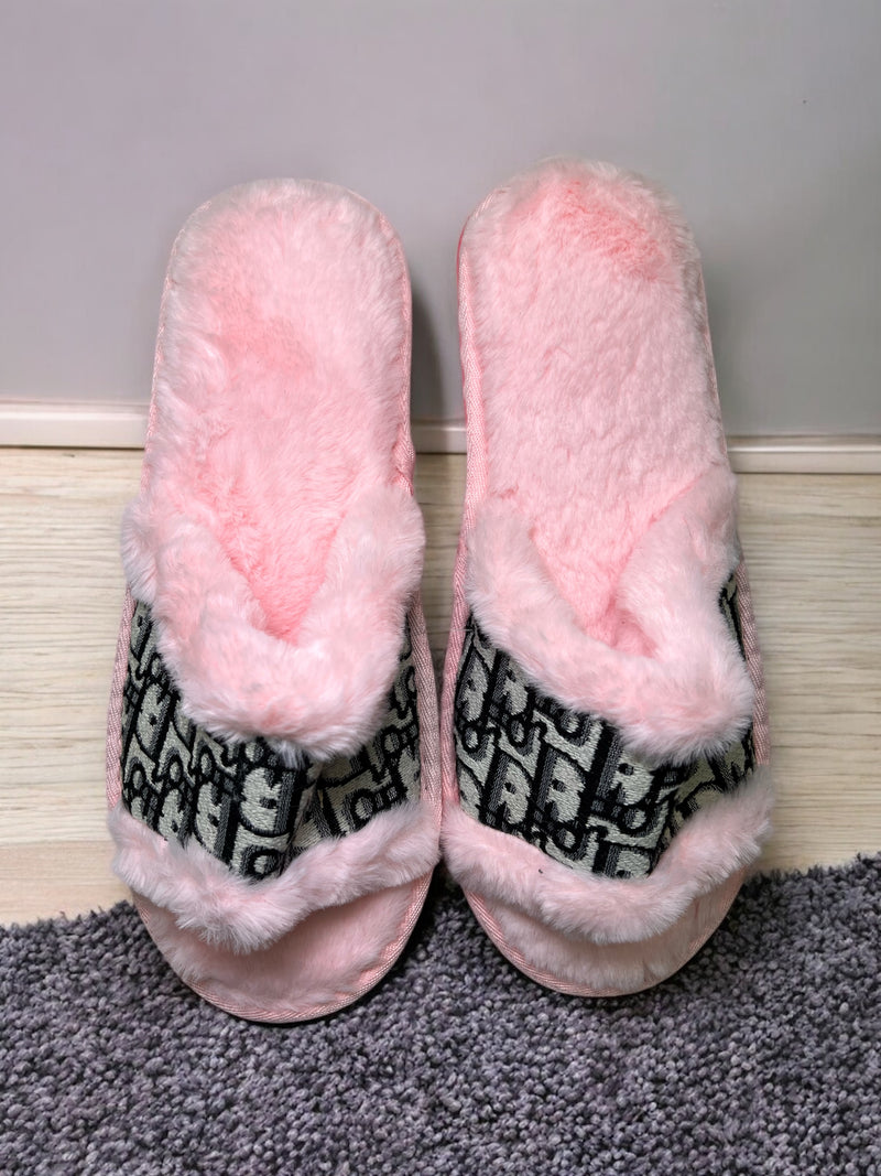 Monogram Luxe Fuzzy Bedroom Slides