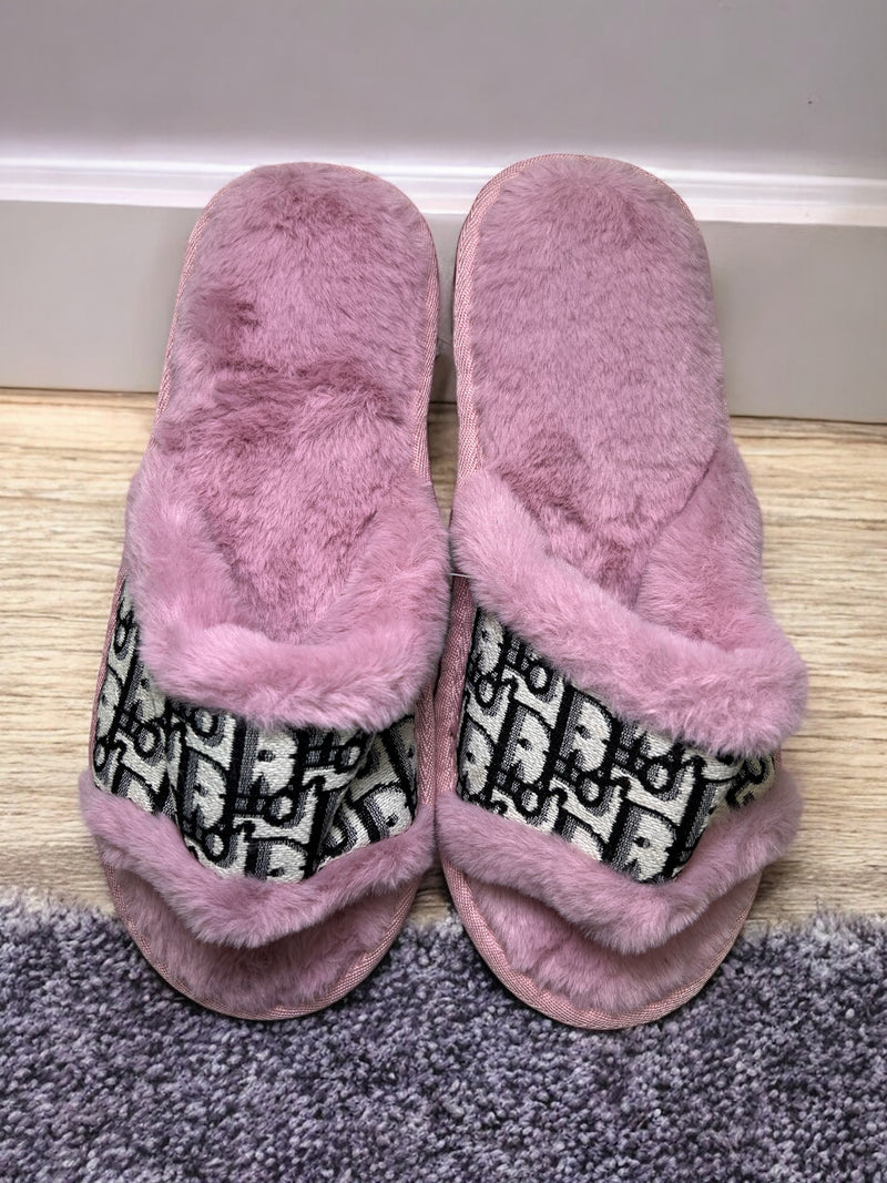 Monogram Luxe Fuzzy Bedroom Slides