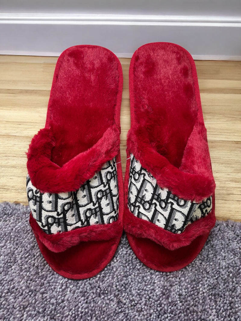 Monogram Luxe Fuzzy Bedroom Slides