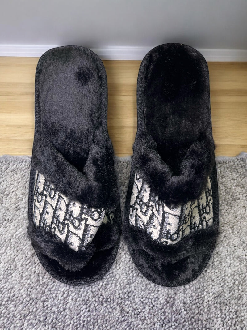 Monogram Luxe Fuzzy Bedroom Slides