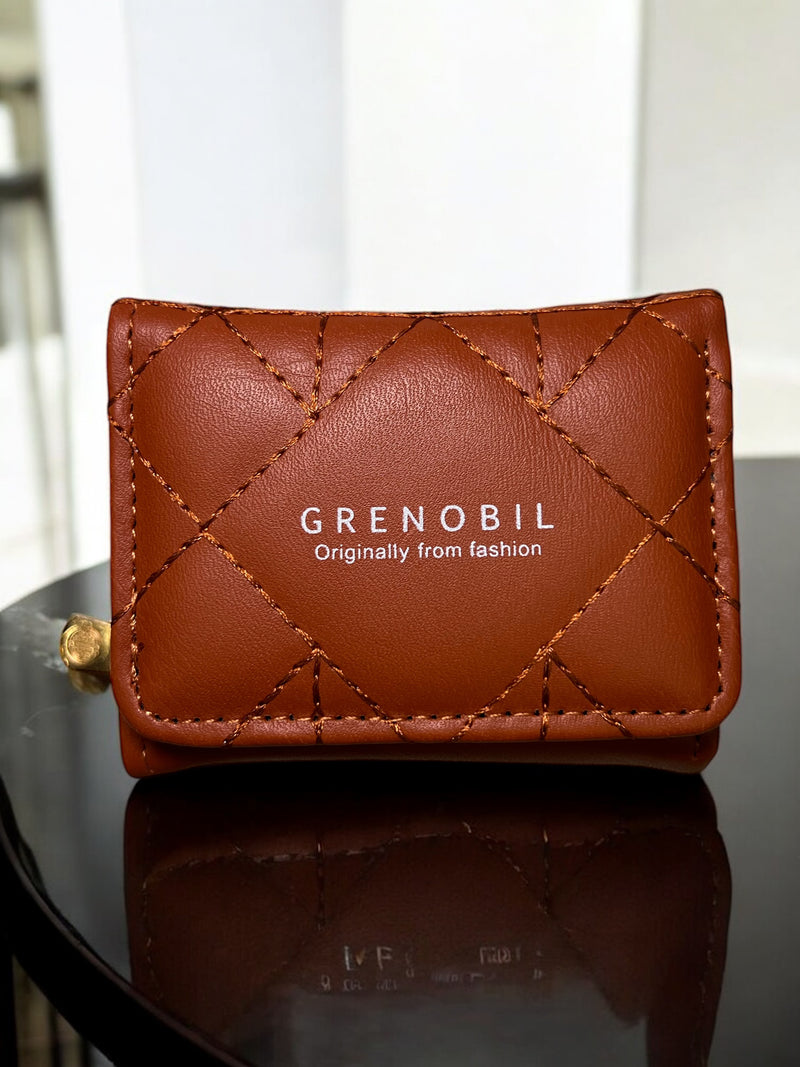 Grenobil Quilted Cognac Zip Wallet D-3552