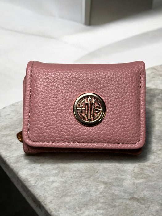 Textured Brown Fold Wallet with Gold Emblem D-3842