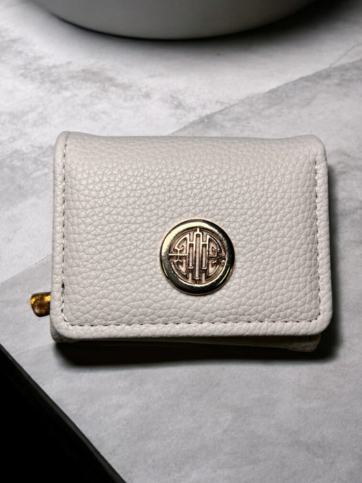 Textured Brown Fold Wallet with Gold Emblem D-3842