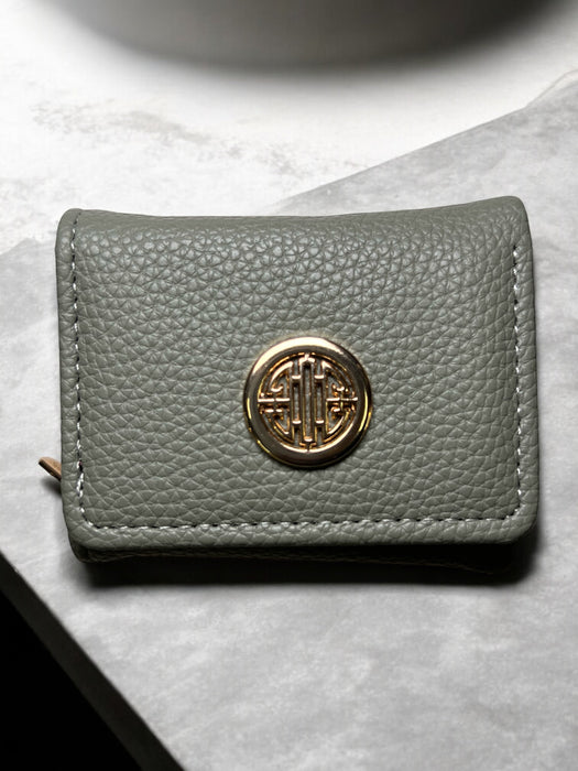 Textured Brown Fold Wallet with Gold Emblem D-3842