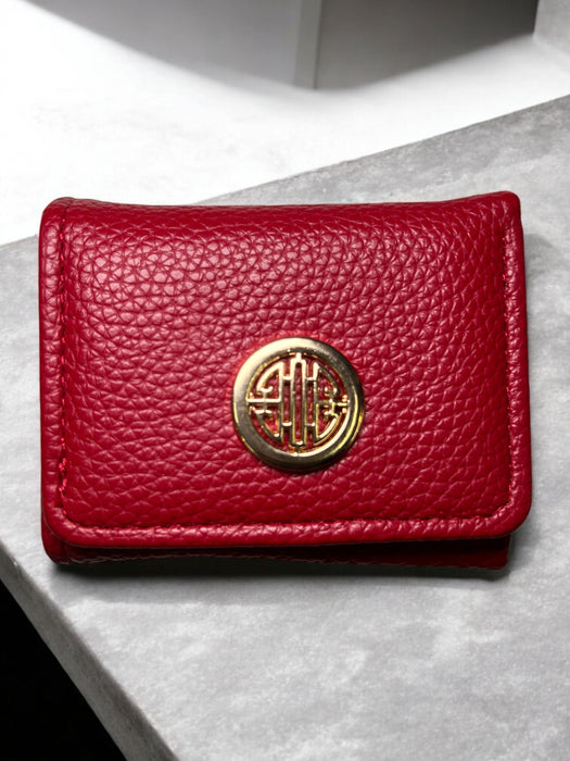 Textured Brown Fold Wallet with Gold Emblem D-3842