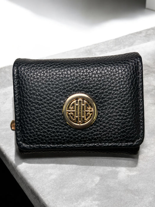 Textured Brown Fold Wallet with Gold Emblem D-3842