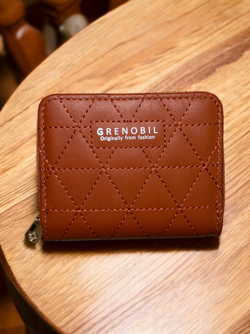 Grenobil Diamond-Stitched Zip Wallet D-3696