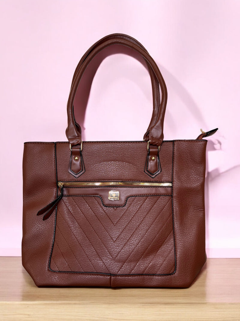 Blush Chevron Tote – Everyday Handbag B7763