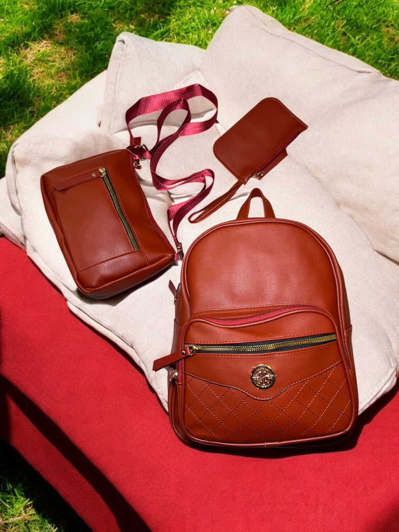 3-Piece Bag Set – Backpack, Crossbody & Clutch A0883