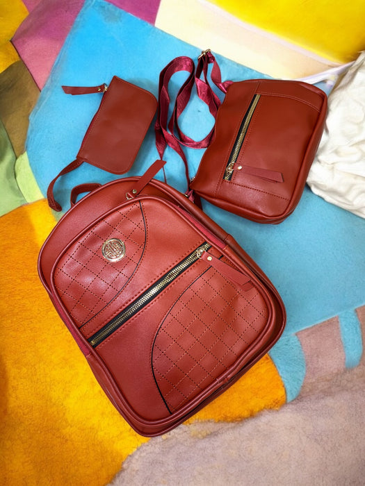 Classic 3-Piece Bag Set – Backpack, Crossbody & Clutch A0970