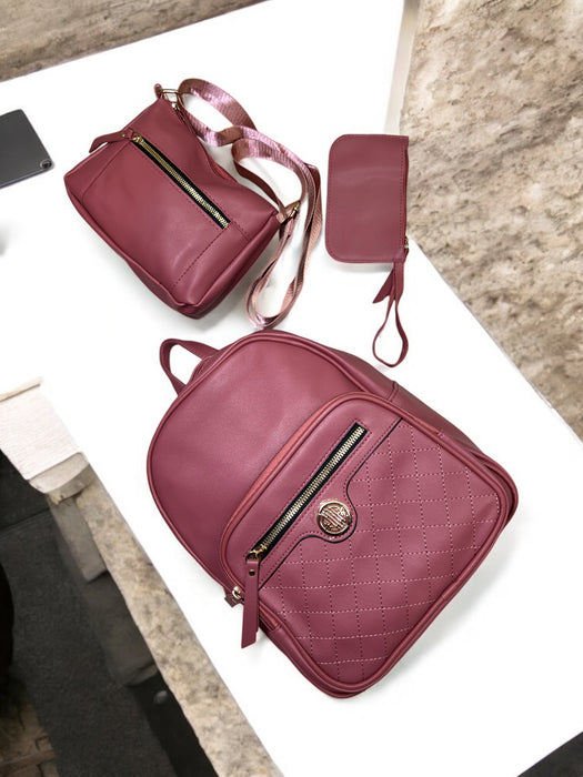 3-Piece Beige Luxe Backpack Set by Grenobil A00403