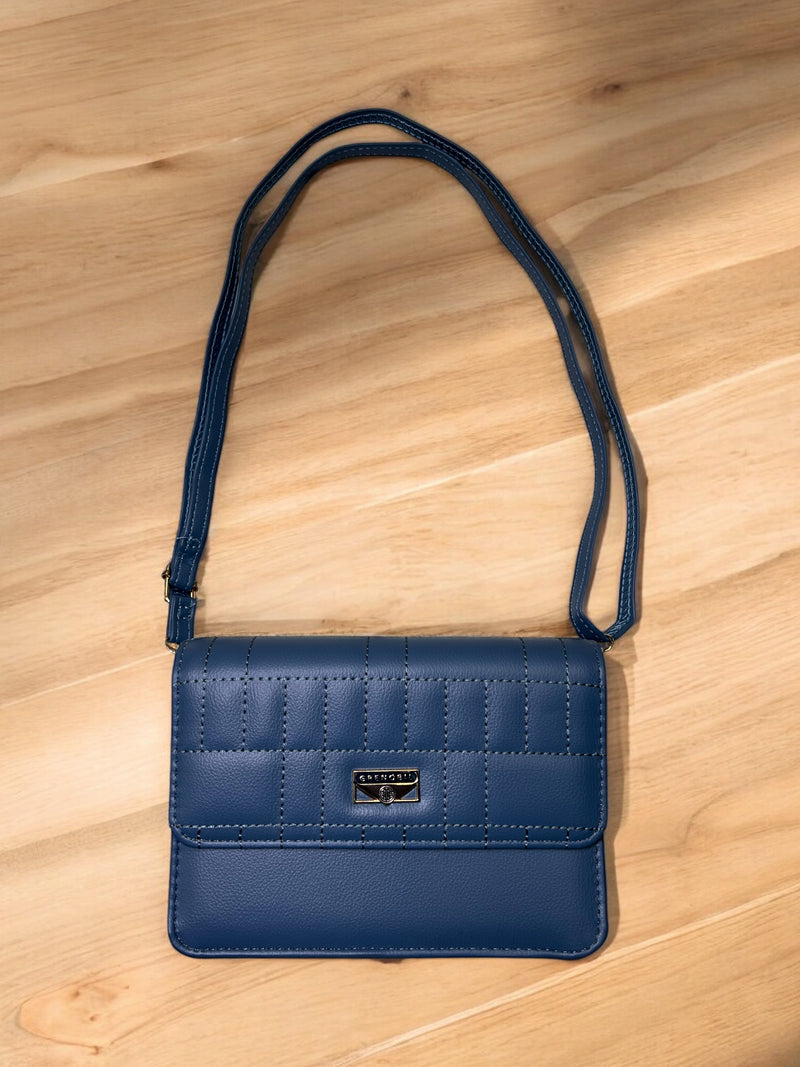 Caramel Grid-Stitch Crossbody Bag – Sleek & Sophisticated Bag D-3355