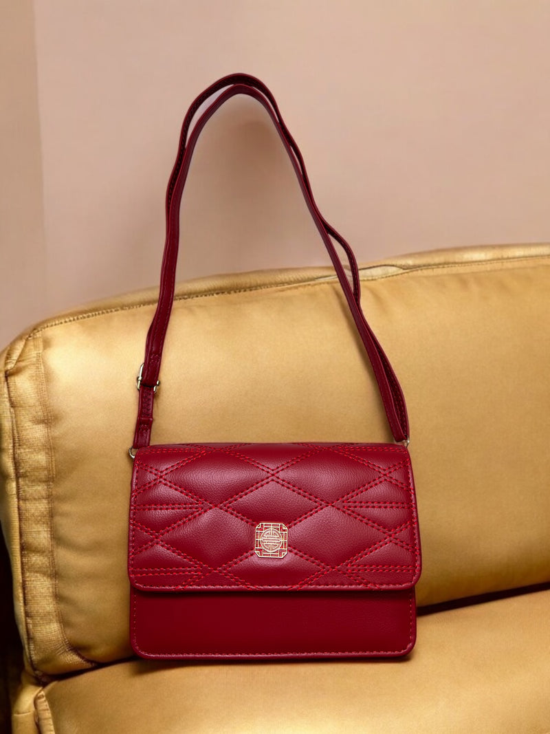 Ruby Luxe Mini Crossbody – Quilted Statement Bag D-3358