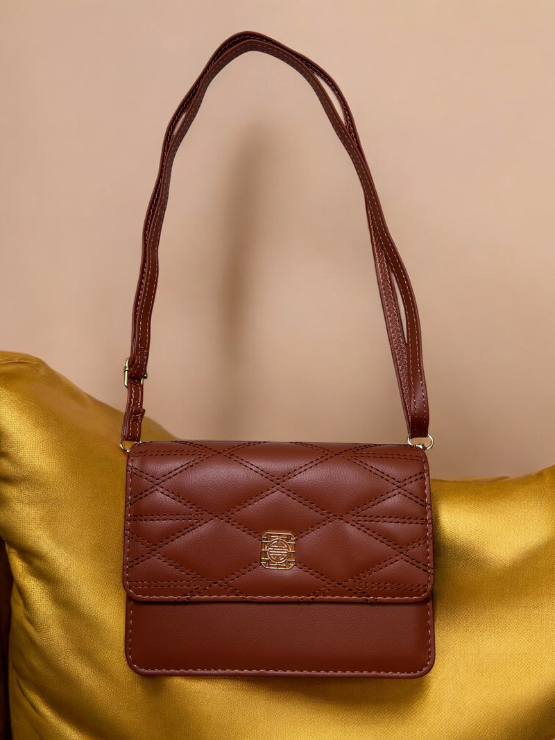 Ruby Luxe Mini Crossbody – Quilted Statement Bag D-3358