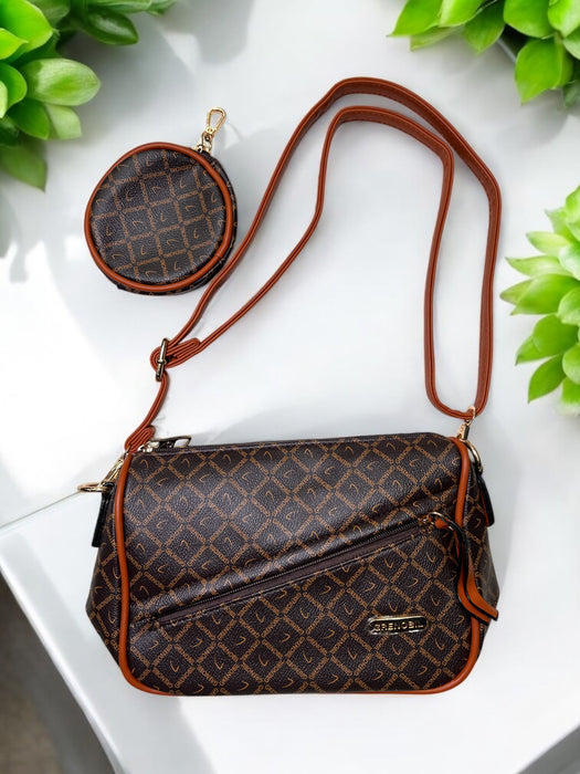 Grenobli Monogrammed Crossbody with Mini Coin Pouch Set C7658