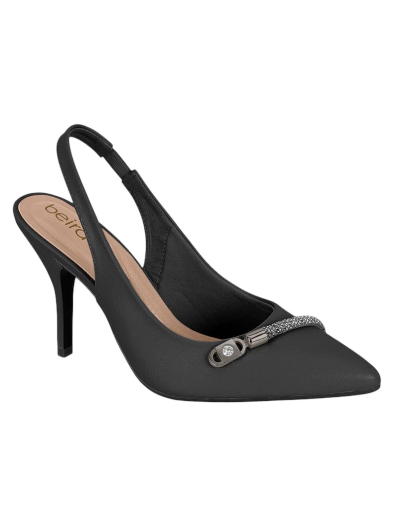 Beira Rio Crystal Chain Slingback Heel – Sleek Black 4122.1489