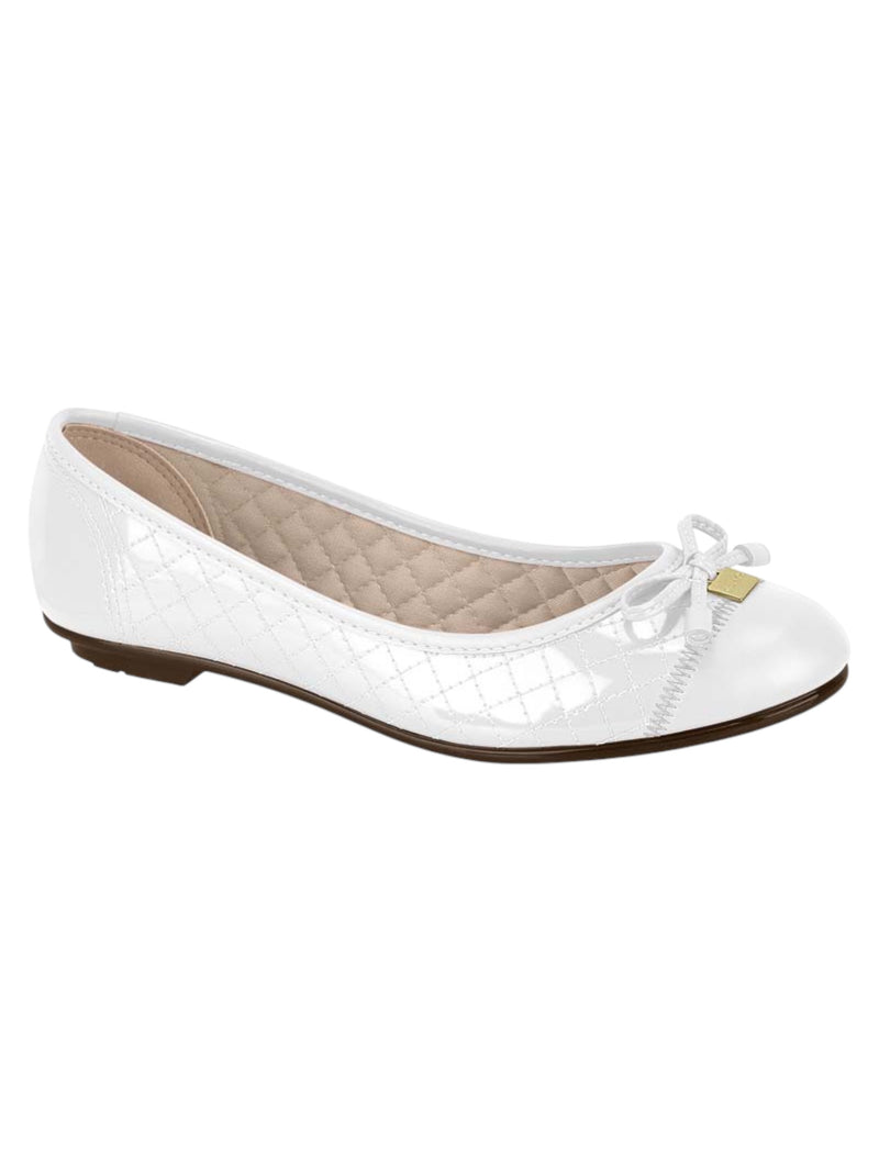 Moleca DiamondStitch Ballerina Flat – Glossy White 5027.1407