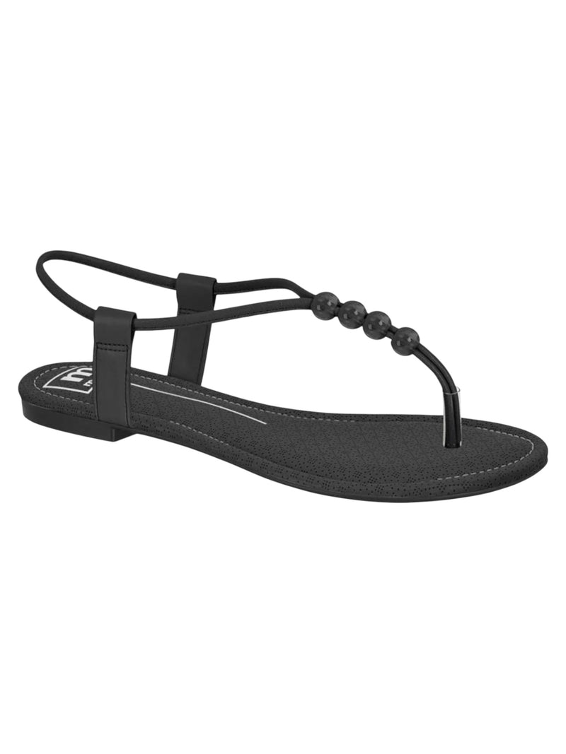 Moleca Sleek Black Beaded T-Strap Sandal 5429.429