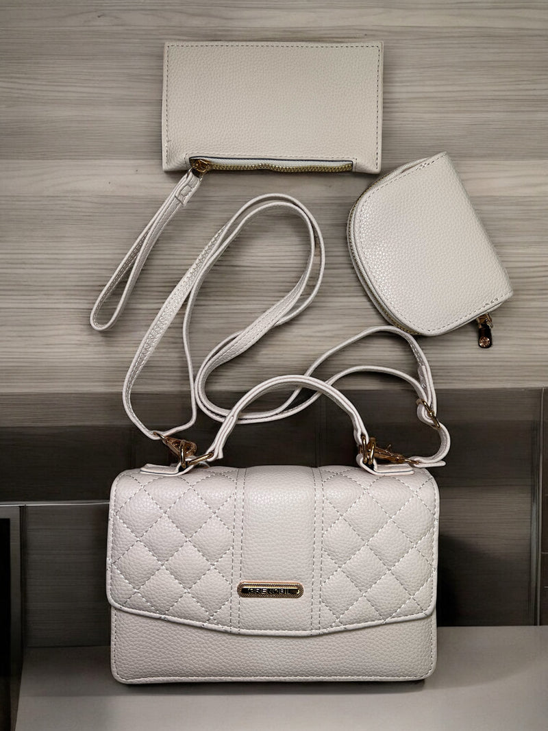 Grenobil “Ivory Luxe” 3-in-1 Quilted Handbag Set D9253