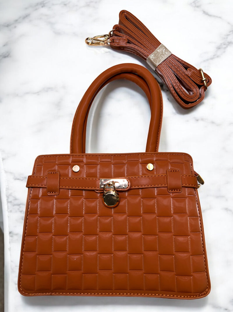 Grenobil Luxe Grid-Lock Structured Handbag B7748