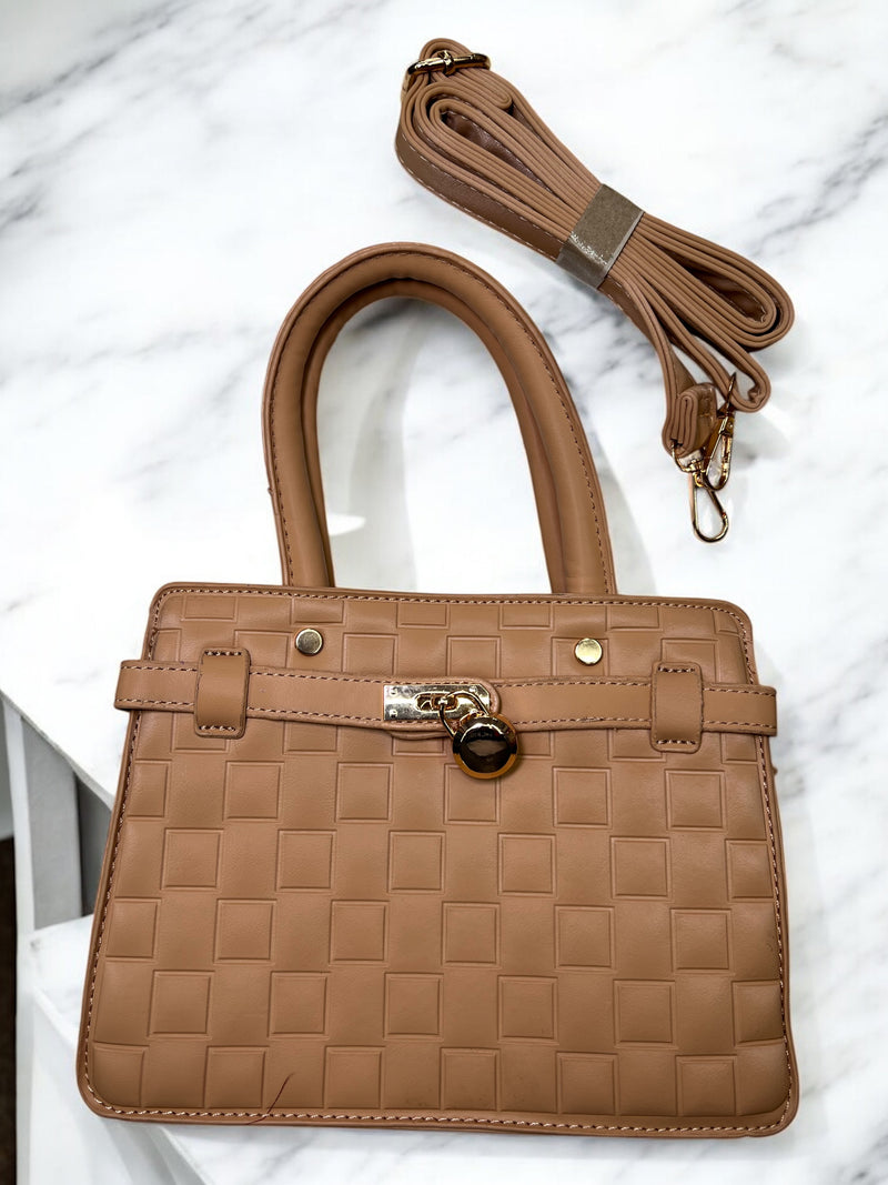 Grenobil Luxe Grid-Lock Structured Handbag B7748